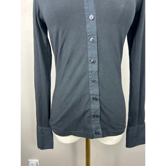 Anne Fontaine Nuage Button up Shirt Black Sz 0-2 Quiet Luxary Parisian - Picture 4 of 11